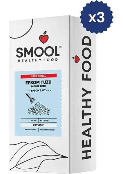 Epsom Tuzu 800 gr X3 Ingiliz Tuzu, Magnezyum Sülfat, Katkısız