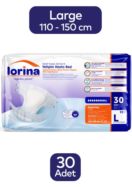 Emici Bel Bantlı Hasta Bezi Large 30 Adet