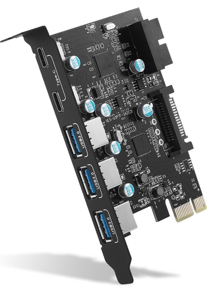Pcı-E x 1 - USB Genişletme Kartı, USB 3.0 5gpbs Pcı Express Kartı, Pc Masaüstü Için Pcıe Anakart Kartı, Windows Linux (Yurt Dışından)
