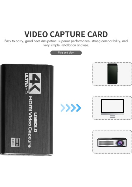Ses Video Yakalama Kartı, 4K USB 3.0 Yakalama Adaptörü Oyun Akışı Için Video Dönüştürücü Canlı Yayın Video Kaydı (Yurt Dışından) fırsatları