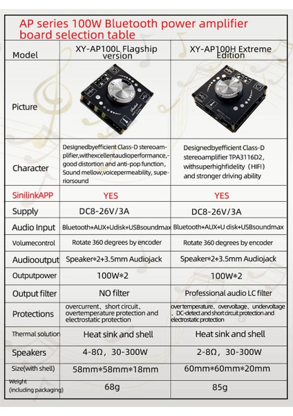 XY-AP100H 100W+100W Çift TPA3116D2 Bluetooth 5.0 Stereo Ses Dijital Güç Ses Amplifikatörü Kurulu Amp Amplificador Aux (Yurt Dışından)