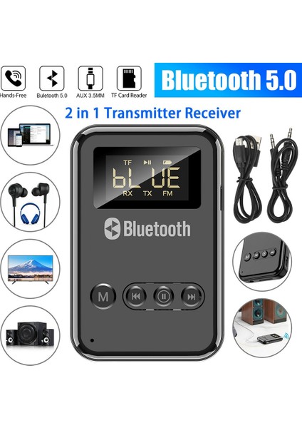 USB Bluetooth 5.0 Verici Alıcı 2in1 Kablosuz Ses 3.5mm Aux Araç Adaptörü Pc Tv Kulaklık Için (Yurt Dışından) modelleri