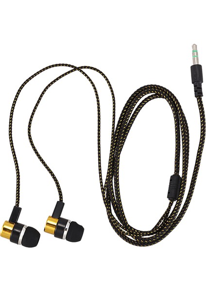 1.1m Yansıtıcı Fiber Bez Hattı Gürültü Yalıtımlı Stereo Kulak Içi Kulaklık Kulakiçi Kulaklıklar 3.5 mm Jack Standart Altın (Yurt Dışından)