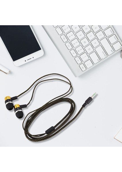 1.1m Yansıtıcı Fiber Bez Hattı Gürültü Yalıtımlı Stereo Kulak Içi Kulaklık Kulakiçi Kulaklıklar 3.5 mm Jack Standart Altın (Yurt Dışından) modelleri