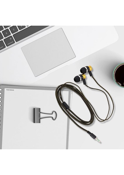 1.1m Yansıtıcı Fiber Bez Hattı Gürültü Yalıtımlı Stereo Kulak Içi Kulaklık Kulakiçi Kulaklıklar 3.5 mm Jack Standart Altın (Yurt Dışından) fırsatları
