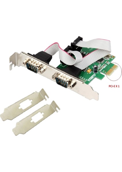 Pcı Express 2 Bağlantı Noktalı Seri RS232 Com Db9 Denetleyici Kartı Pcı-E 1.0 x 1 Düşük Profil Braketli WCH382 Çip (Yurt Dışından)
