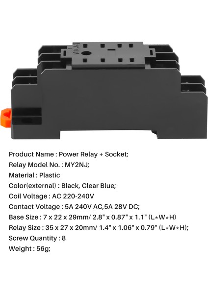 220/240V Ac Bobin Dpdt Güç Rölesi MY2NJ 8 Pin W Soket Tabanlı (Yurt Dışından) modelleri