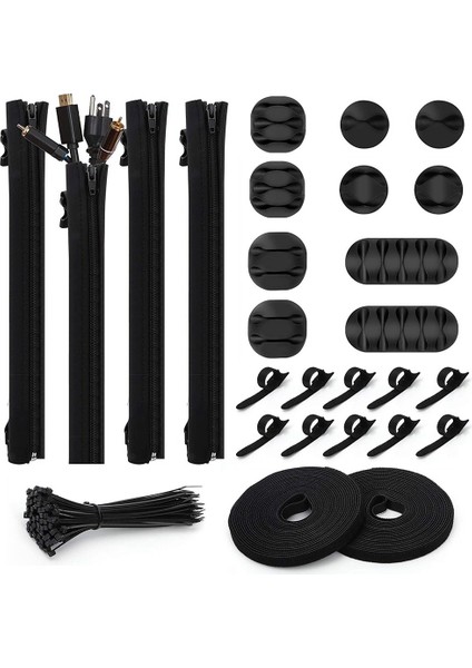 126 Adet Organizatör Kiti, 4 Kablo Kılıfı 10 Ofis Masası Elektroniği Için Yeniden Kullanılabilir Kordon Düzenleyici (Yurt Dışından)