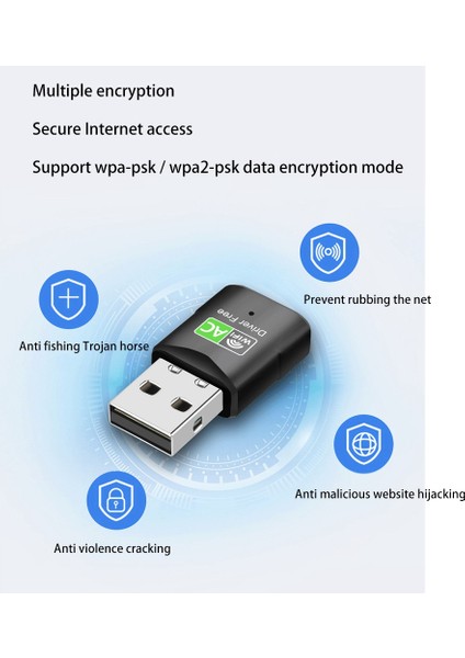 600 Mbps 5 Ghz 2.4 Ghz Kablosuz Ağ Kartı USB Wifi Dongle Adaptörü Windows Için Çift Bant RTL8811 Lan Adaptörü / Pc (Yurt Dışından)