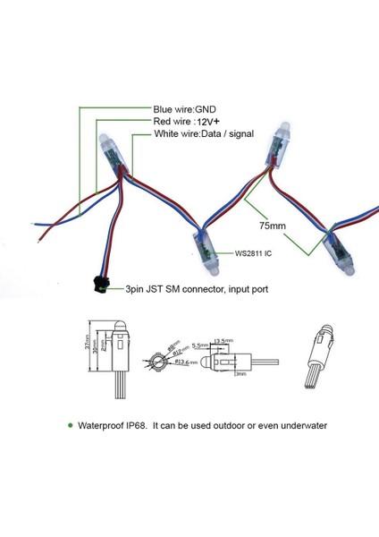 50 Adet WS2811 Rgb LED Piksel Işık Bireysel Olarak Adreslenebilir 12MM Dağınık Dijital Tam Renkli LED Piksel Modülü Işık DC12V (Yurt Dışından) modelleri
