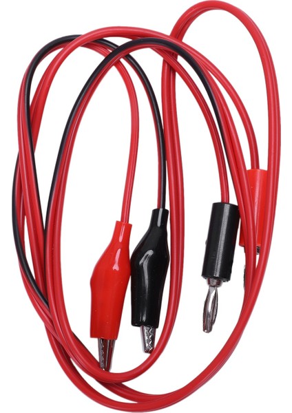 Çift Klipsli Banana Plug Erkek - 2 Test Ucu Siyah ve Kırmızı Kablo (Yurt Dışından)
