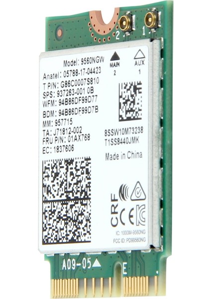 Çift Bant Kablosuz Ac 9560 Masaüstü Kiti Için 1730 Mbps Bluetooth 5.0 802.11AC M.2 Cnvı 9560NGW Wifi Kartı (Yurt Dışından) fiyatları