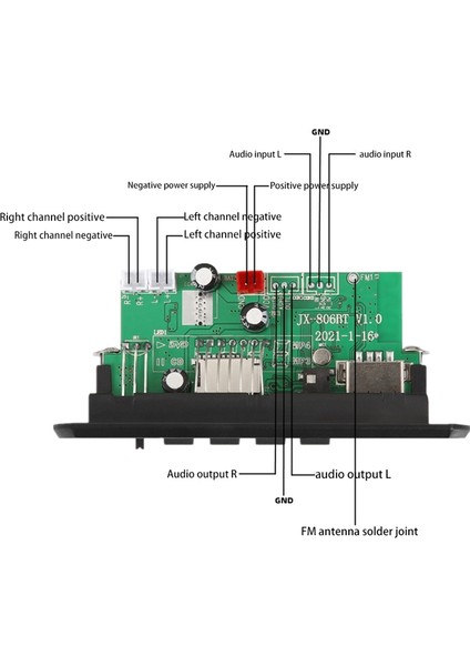 2X25 W 50 W Amplifikatör Mp3 Çalar Dekoder Kurulu 5 V-12 V Bluetooth 5.0 Araba Fm Radyo Modülü Desteği Tf USB Aux Oyuncu Dekoder (Yurt Dışından)