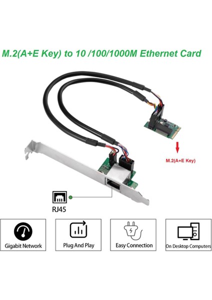 M.2 A Key ve E Key To 1 Port 10/100/1000MBPS Gigabit Ethernet Nıc Ağ Kartı Adaptörü RJ45 Lan Denetleyici Kartı (Yurt Dışından)