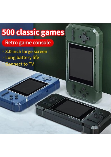 Retro Taşınabilir Mini El Oyun Konsolu 8-Bit 3.0 Inç Renkli Ekran LCD Oyun Oyuncu Dahili 500 Oyun-Siyah (Yurt Dışından) fiyatları