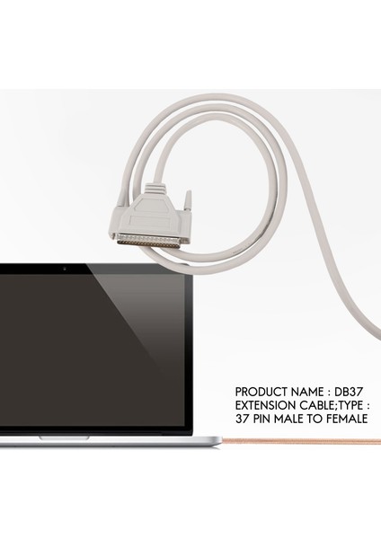 Metre 37 Pin Erkek - Dişi DB37 Uzatma Kablosu Gri Beyaz (Yurt Dışından) fiyatları