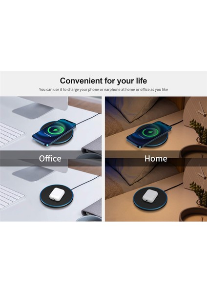 15W Kablosuz Hızlı Şarj Pedi I Phone 13 12 11 x /android /tws Kulaklık Tipi C Hızlı Şarj Istasyonu Siyah (Yurt Dışından)