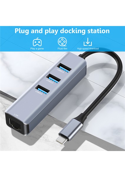 USB C - Ethernet Adaptörü, RJ45 - USB C For 3/type-C Gigabit Ethernet Lan Ağ Adaptörü Pro Için (Yurt Dışından)