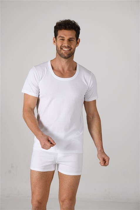 Özkan Underwear 0059 Erkek Pamuklu Penye Esnek Rahat Açık Yaka Yarım Kol Atlet Fanila görsel 5