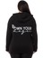Büyük Beden Sırtında Yazı Detaylı Kapüşonlu Kanguru Cepli Üç Iplik Siyah Sweatshirt 3