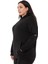 Büyük Beden Sırtında Yazı Detaylı Kapüşonlu Kanguru Cepli Üç Iplik Siyah Sweatshirt 4
