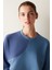 Lacivert Uzun Kollu Bisiklet Yaka Milos Crop Sweatshirt - Saude Collection 2