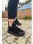 Günlük Kadın Erkek Sneaker Siyah Spor Ayakkabı Bağcıklı Rahat Esnek Tırtıklı Taban 567 1