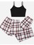 Kadın Baskılı Ultrasoft Askılı Pijama Takımı 3'lü Paket Şortlu Desenli 2