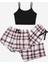 Kadın Baskılı Ultrasoft Askılı Pijama Takımı 3'lü Paket Şortlu Desenli 5