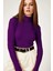 Kadın Mor Boğazlı Fitilli Triko Balıkçı Yaka Kazak HZL22W-BD1445001 1