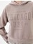 Kapşonlu Crop Kolej Sweatshirt Soluk Efektli Baskılı Pamuklu 5