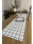 40X150 Siyah Beyaz Kareli Ince Keten Dekoratif Runner 1
