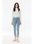 Taşlı Yüksek Bel Straight Fit Kız Çocuk Jean 1