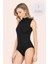 Boğazlı Japone Kol Likralı Çıtçıtlı Kadın Siyah Body Atlet 3 Adet 1