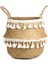 Küçük Püskül Dantel Stili 23CMX22CM Makrome Püskül Hasır Sepet El Yapımı Boho Dekor Bahçe Saksıları Çalışma Odası Depolama Rattan Sepet Ev Organizatör Çamaşır (Yurt Dışından) 1
