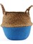 Yarım Mavi Stil 32CM Hasır Depolama Sepeti Çiçek Sepetleri Çamaşır Depolama Dekoratif Sepet Rattan Saksı Bahçe Yetiştiricilerinin Ev Organizatör (Yurt Dışından) 1