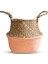 Yarım Turuncu Tarzı 27CM El Yapımı Bambu Saklama Sepetleri Katlanabilir Çamaşır Hasır Patchwork Hasır Rattan Seagrass Göbek Bahçe Saksı Bitki Sepeti (Yurt Dışından) 1