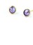 Lila Swarovski Taşlı 925AYAR Gümüş Üzerine Altın Kaplama Top Küpe 1