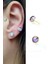 Lila Swarovski Taşlı 925AYAR Gümüş Üzerine Altın Kaplama Top Küpe 3