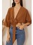 Kahverengi Önden Bağlamalı Crop Kimono DM7004 4