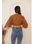 Kahverengi Önden Bağlamalı Crop Kimono DM7004 5