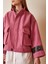 Cep Detaylı Bağcıklı Crop Ceket Pembe 5