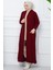 Şal Yaka Cepli Triko Hırka Bordo HM2243 3