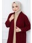 Şal Yaka Cepli Triko Hırka Bordo HM2243 4