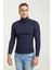 Slim Fit Lacivert Fitilli Pamuk Karışımlı Boğazlı Triko Kazak 5HF06ORT63100 2