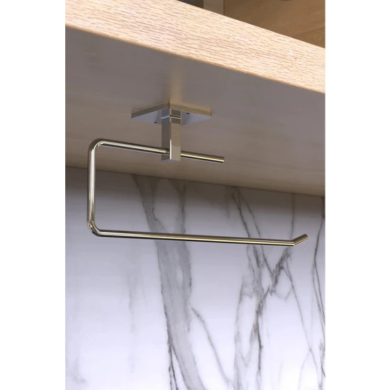 Alsi Home Rulo Havlu Peçetelik Kağıt Havluluk Yapışkanlı Banyo Mutfak Askısı Gümüş