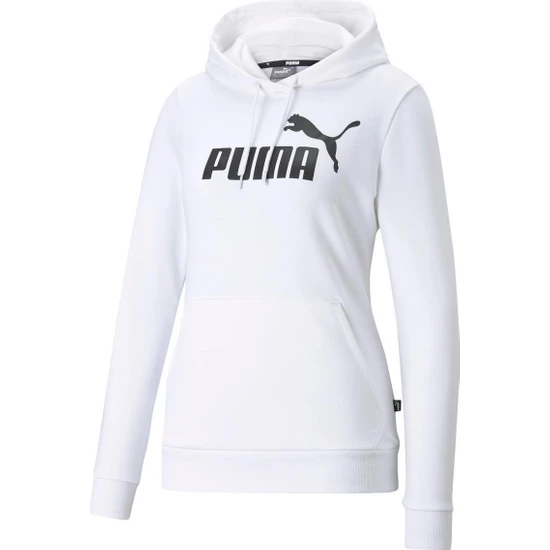 Puma Essentials Logo Kadın Beyaz Kapüşonlu Sweatshirt
