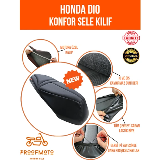 Honda Dio Konfor Sele Kılıfı (YENI TIP IP GERGİ VE CIRT BAĞLANTILI) - PROOFMOTO