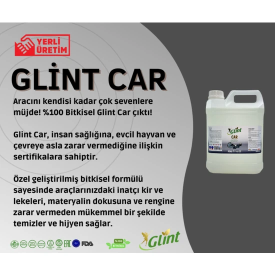 Glint Car %100 Bitkisel Jant Koltuk Parlatıcı Paspas Cam Temizleyici Mucize Sprey 5 Litre