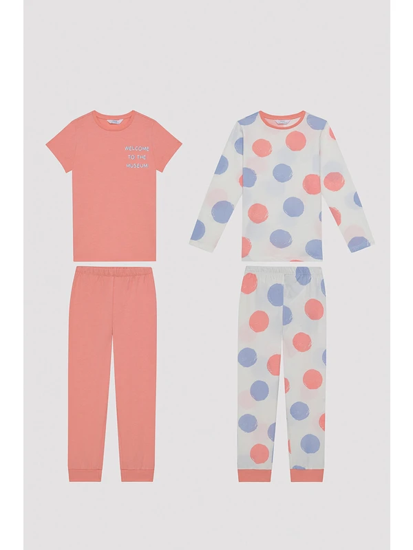 Penti Kız Çocuk Big Dot Çok Renkli 2li Pijama Takımı